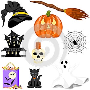 Halloween Character and Object Icon Set