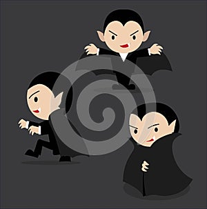Halloween Character Set Cute Dracula Cartoon Vector Illustration