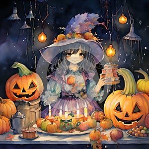 Halloween children party, Generative AI Illustration