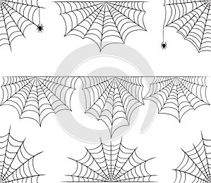 Halloween cobweb vector frame border and dividers on wh