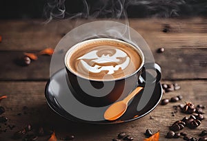 Halloween Coffee Delights: Smoky Rustic Illustration Spooky
