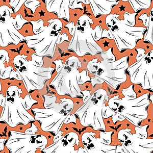 Halloween colorful pattern with ghosts photo