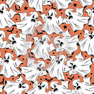 Halloween colorful pattern with ghosts