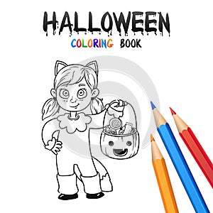 Halloween Coloring Book. Cute Baby Cartoon Character.