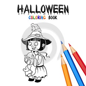 Halloween Coloring Book. Cute Baby Cartoon Character.