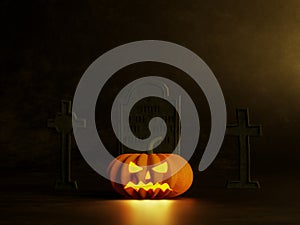 Halloween concept pumpkin on black background 3d render