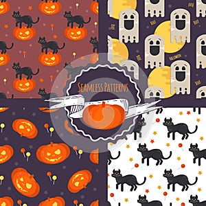 Halloween concept seamless patterns set