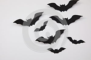 Halloween. Copy space. White background. Black and white.