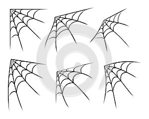 Halloween corner spider web, cobweb symbol, icon set. vector illustration on white background.