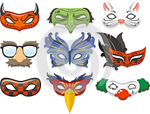 Halloween costume mask cartoon icons