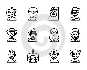 Halloween Costumes Avatar outline icon and symbol for website, application