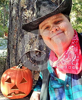 Halloween Cowboy and Jack-o-Lantern