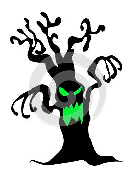 Halloween creepy scary bare tree monster vector symbol icon design