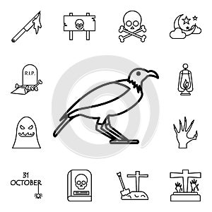 Halloween crow icon. Detailed set of halloween icons. Premium quality graphic design. One of the collection icons for websites, photo