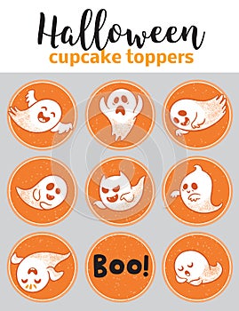 Halloween cupcake toppers with ghosts photo