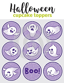 Halloween cupcake toppers with ghosts photo