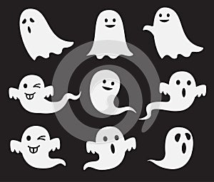 Halloween cute ghost vector set