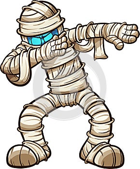 Halloween dabbing cartoon mummy