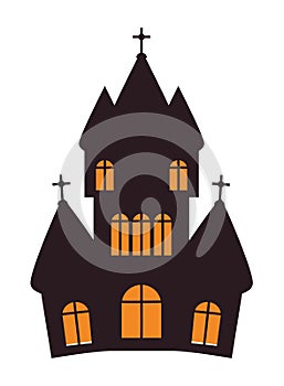 Halloween dark castle building icon