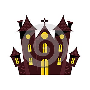 Halloween dark castle isolated icon