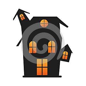 Halloween dark castle isolated icon