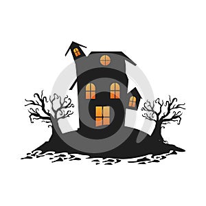 Halloween dark castle isolated icon