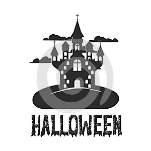 Halloween dark castle scene icon