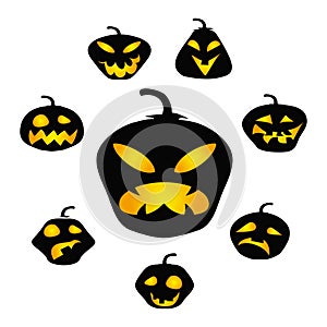 Halloween dark pumpkin face vector background