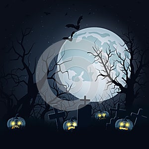 Halloween dark scary night vector background