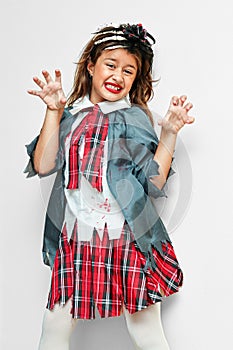 Halloween day scary girl kids costume