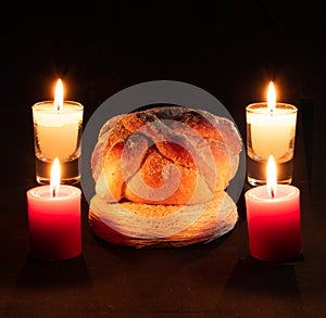 Halloween dead pan muerto candles velas white red darkness