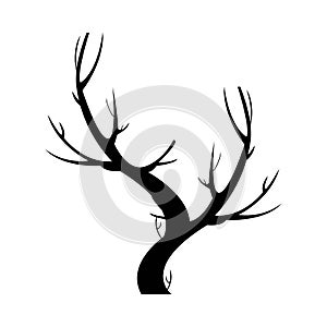 Halloween dead tree silhouette design with dark black color shade. Halloween scary design for Halloween event with dry tree vector