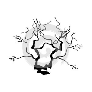 Halloween dead tree silhouette design with dark black color shade. Scary design for Halloween event with dry tree vector