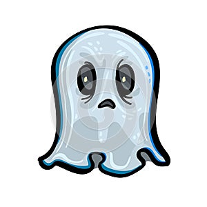 Halloween decoration Ghost. White cartoon Ghoast on white background.