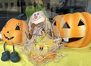 Halloween decoration in the window of a shop