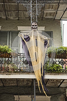 Halloween decorations on a balcony