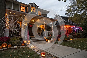 Halloween Decorations at House Entrance