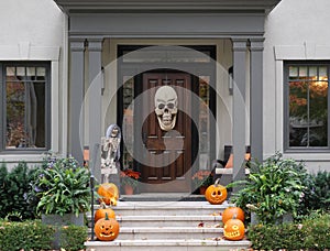 Halloween decorations on front porch