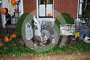 Halloween Decorations in a Garden during Halloween Celebration a
