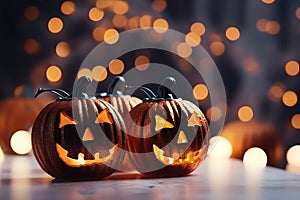 Halloween Decorations With Magical Light And Bokeh
