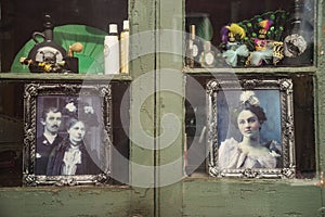 Halloween decorations on a shop window