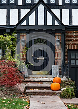 Halloween decorations Tudor style house