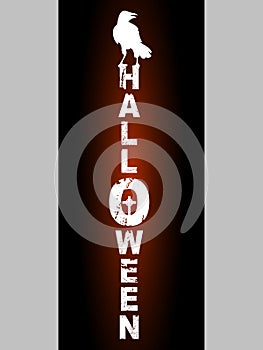 Halloween decorative text and crow silhouette panel