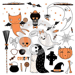 Halloween design elements collection