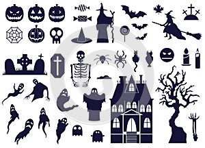 Halloween Design Elements Set with BW Icons
