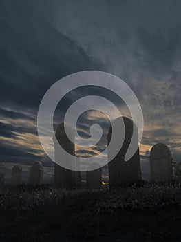 Halloween design with gravyard at night