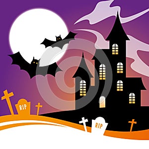 Halloween Design with Haunted House