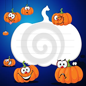 Halloween design pumpkin funny vector illustration blue