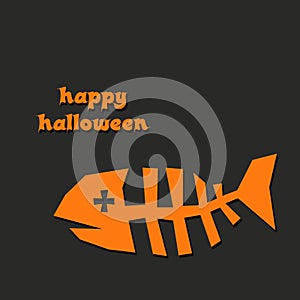 Halloween design with spooky fish skeleton.