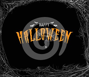 Halloween design template with cobweb and incription